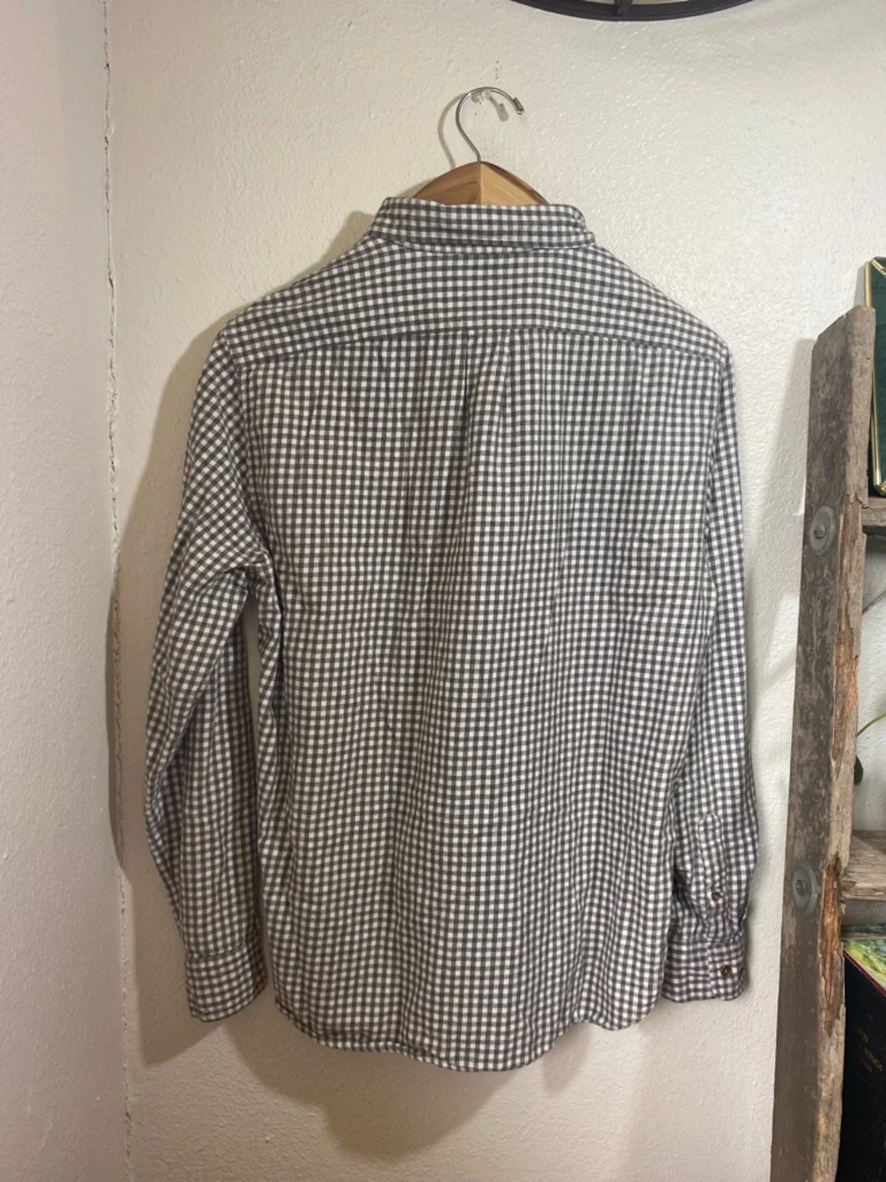 J. Crew Gray and White Checked Button-Down Shirt